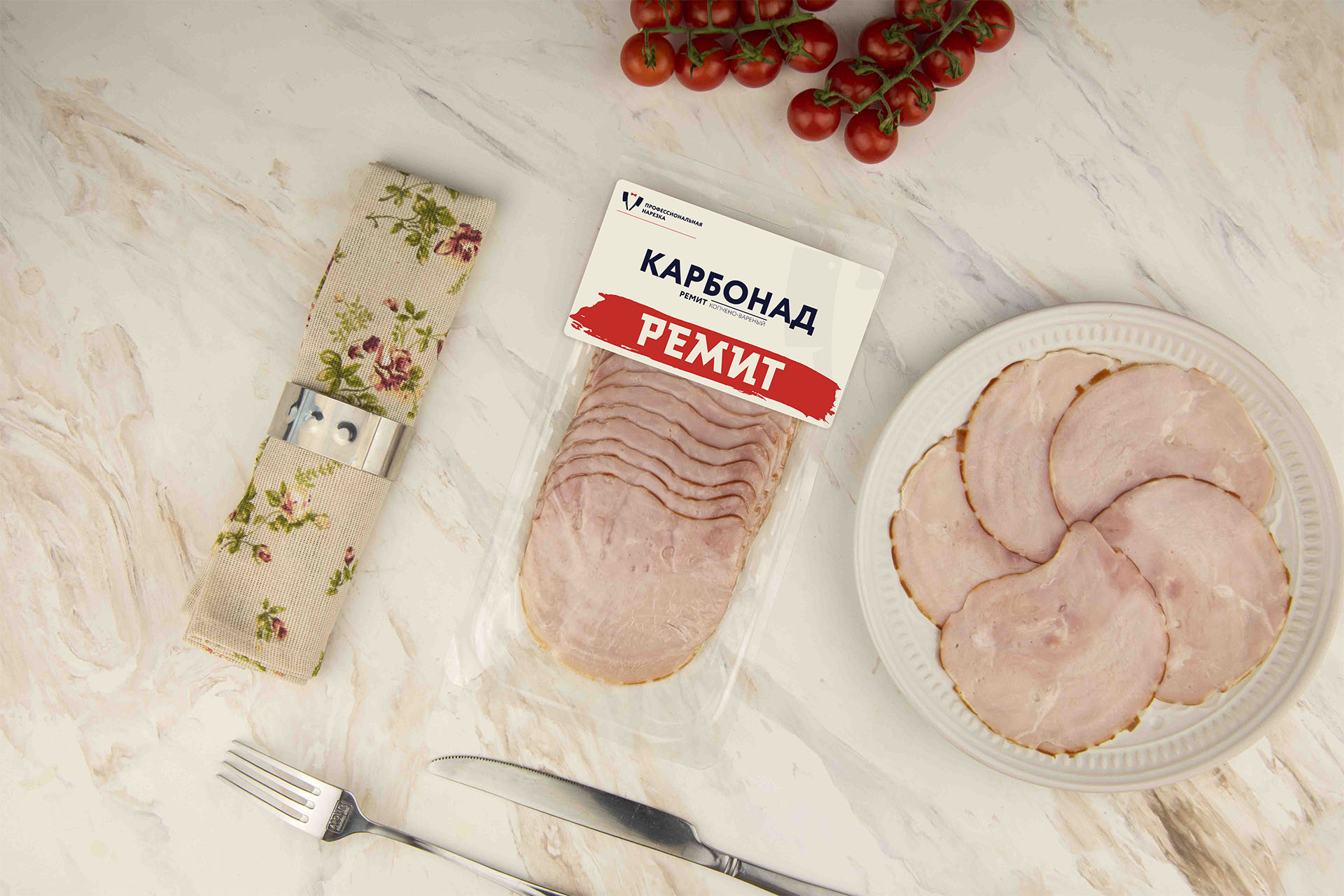 Нарезка Карбонад копчено-вареный РЕМИТ (150 г)