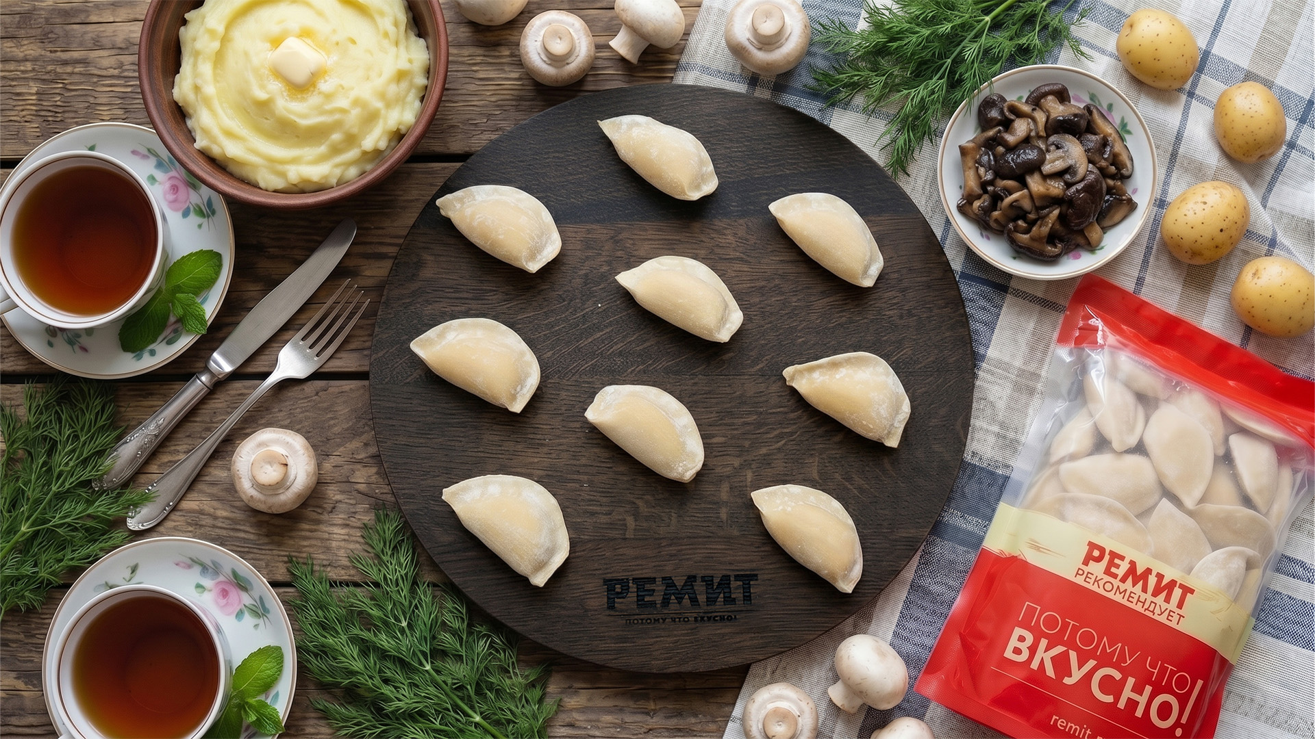 Вареники руколепные с картофелем и грибами