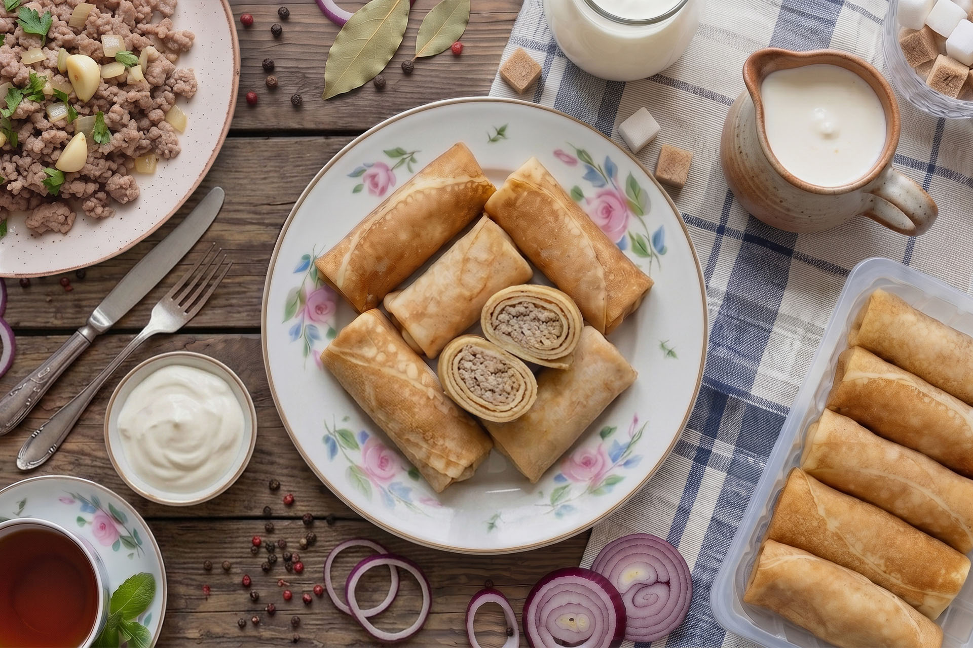 Блинчики с мясом (лоток)