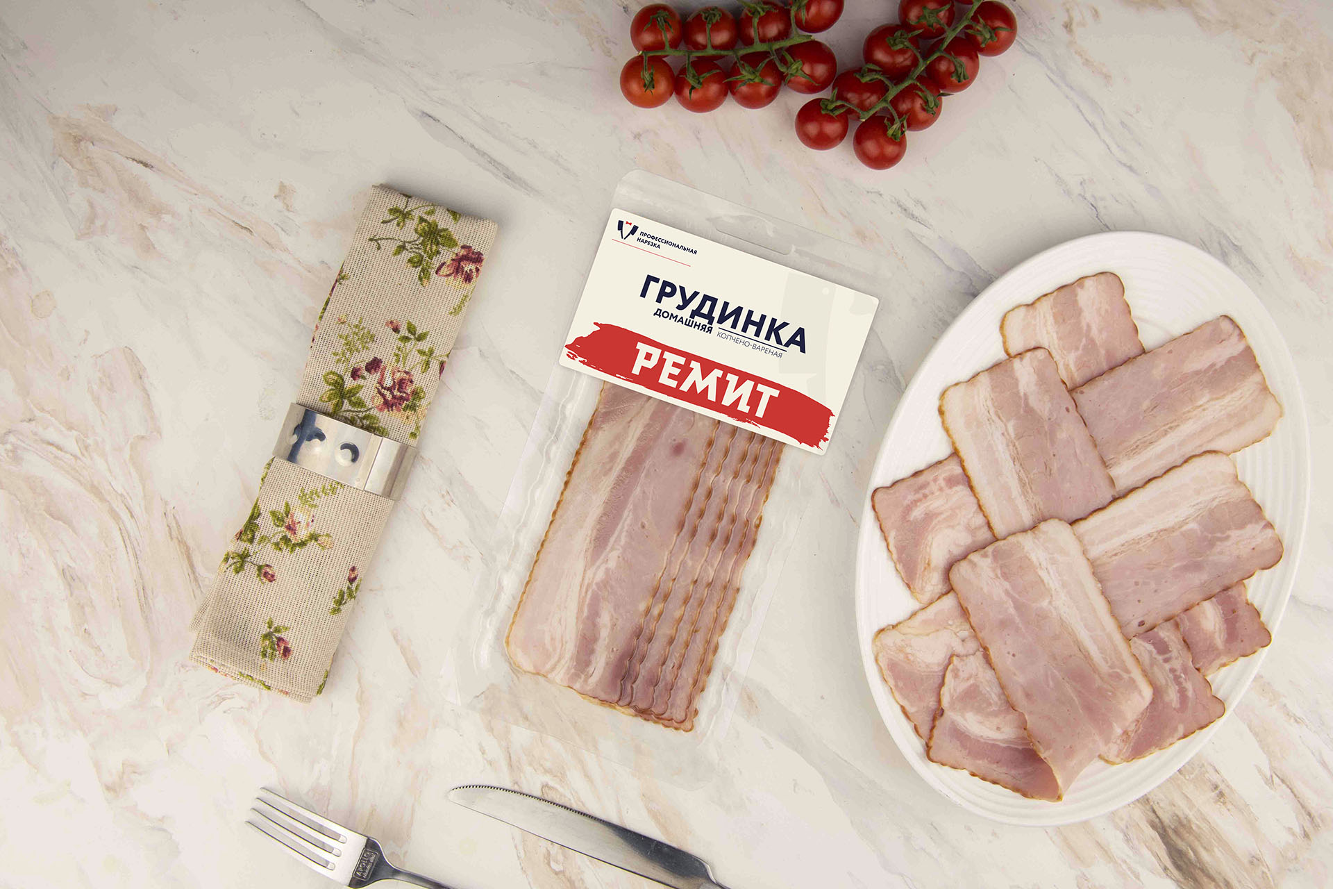 Нарезка Грудинка варено-копченая Домашняя (150 г)